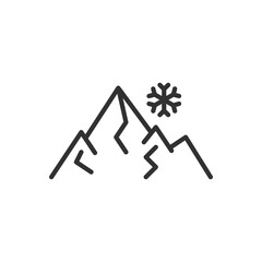 Mountains and snow, linear icon. Line with editable stroke
