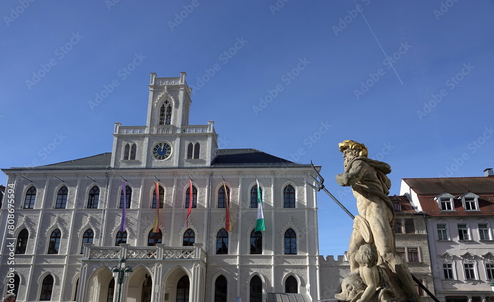 Canvas Prints neptunbrunnen und rathaus in weimar