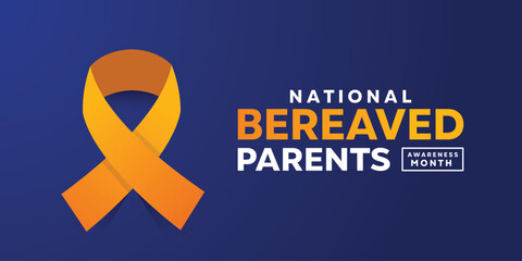 National Bereaved Parents Awareness Month. Yellow ribbon. Great for cards, banners, posters, social media and more.  blue background.
