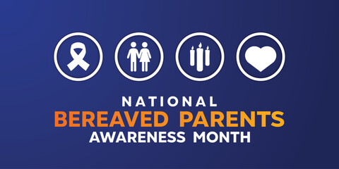 National Bereaved Parents Awareness Month. Great for cards, banners, posters, social media and more.  blue background.
