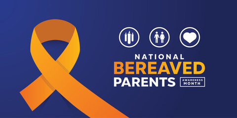 National Bereaved Parents Awareness Month. Ribbon, candle, people icon and heart. Great for cards, banners, posters, social media and more.  blue background.
