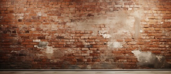 An aged brick wall with a warm rustic hue offering an ideal blank space for showcasing images. Copy space image. Place for adding text and design