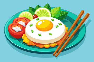 asian food Fried rice illustration