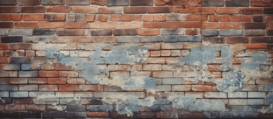 A textured and weathered brick wall creates a vintage and rustic background offering ample space for copy or images
