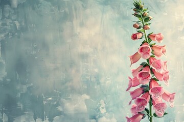 Skillfully rendered in watercolor, the Foxglove flower emerges with its tall spires adorned in shades of pink and purple, exuding an air of enchantment and mystery.