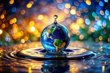 The concept of the holiday is World Water Day and Earth Day. The planet earth is in clear water...