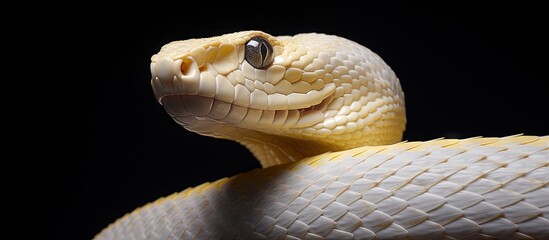 A snake with albinism is depicted in the copy space image