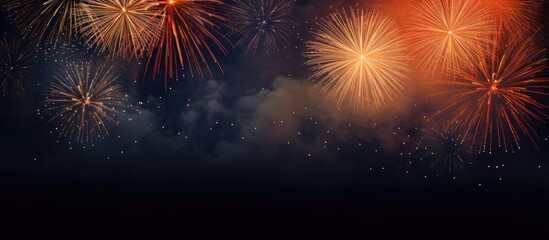 Image of a firework display with empty space for text or graphics. Copy space image. Place for adding text and design