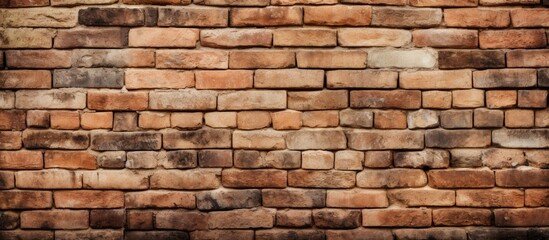 Fototapeta premium A vintage brown brick wall acts as a masonry background with ample copy space for images