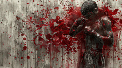 man with Fury: Blood boils, fists clench, rage consumes, ready to explode. - obrazy, fototapety, plakaty