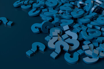 Blue Question Marks Stack Background. 3d Rendering