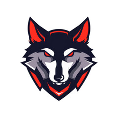 Fierce wolf head with a sharp gaze styled as an esports logo