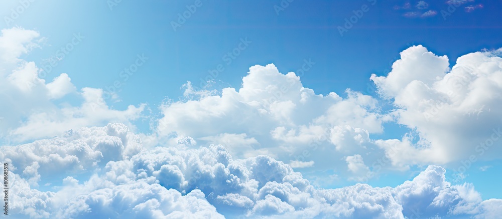 Canvas Prints Copy space image featuring a mesmerizing abstract background of a blue sky adorned with fluffy white clouds