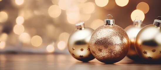 Toned closeup of Christmas decorations with copy space image