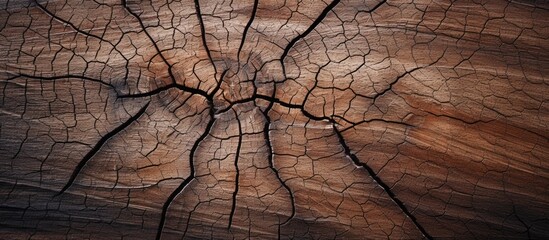 Abstract background with a copy space image showcasing the textured surface of a cracked brown tree trunk