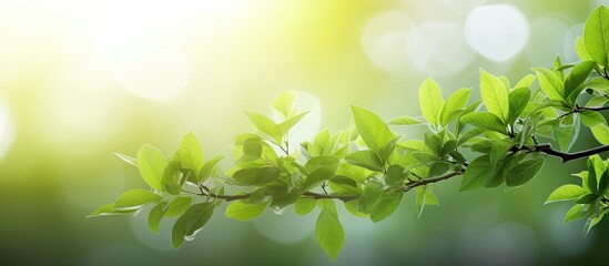 Spring and summer green leaves background with a copy space image