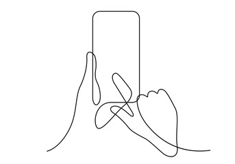 hand using smartphone continuous line drawing minimalism