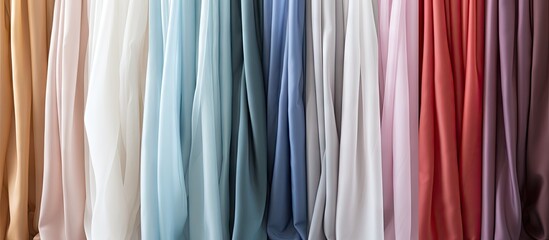 Copy space image featuring fabric color samples specifically intended for use in creating curtains