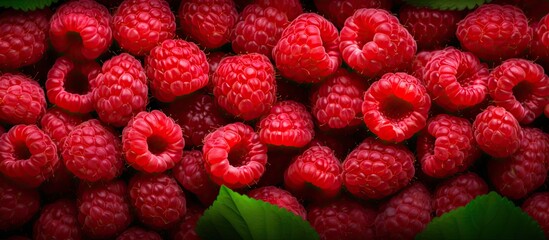 Copy space image of fresh raspberries representing the concept of summer and nutritious eating