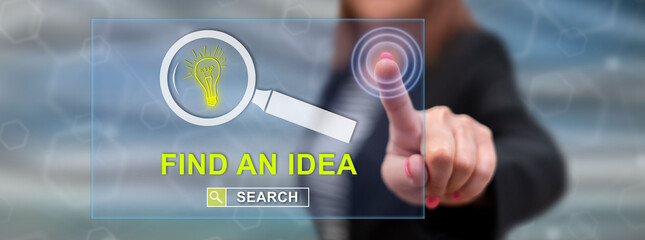 Woman touching an idea search concept