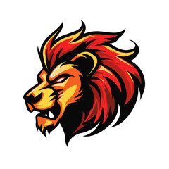 Fototapeta premium Fiery lion illustration exuding strength and ferocity