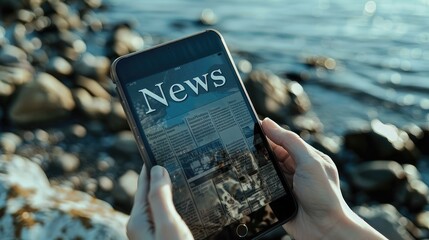 Digital Insight: Person Engrossed in News on Cell Phone