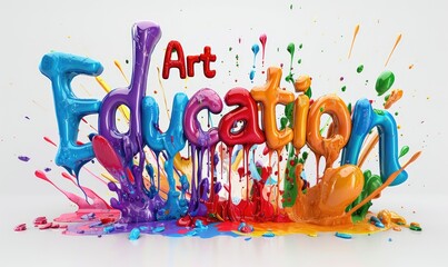 Colorful drops of paint with words Art Education