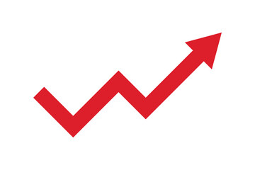 Red arrow, growth chart line, up arrow icon, business and sales concept.