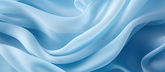Close up image of a soft chiffon fabric with an abstract blue texture. Copy space image. Place for...