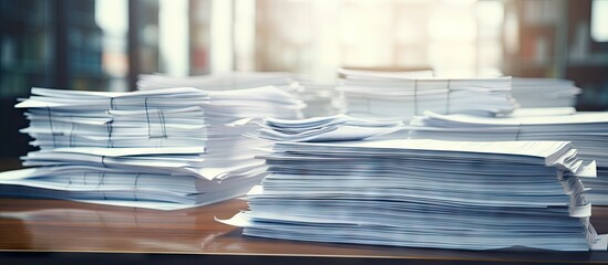 A stack of paperwork documents Copy space image - Powered by Adobe