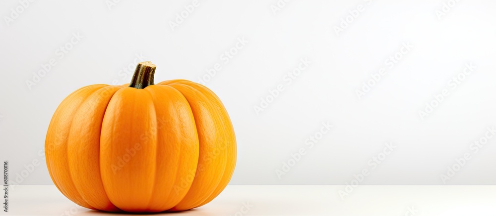 Wall mural an orange haunted pumpkin on a white background suitable for use as a copy space image