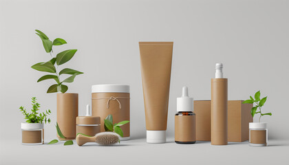 Highly detailed packaging mockups for natural cosmetics products, made of ecological materials and in a minimalist design, are the perfect solution for brand presentation.
