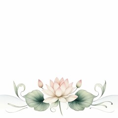 lotus flower themed frame or border for photos and text. watercolor illustration, Perfect for nursery art, simple clipart, single object, white color background. used as a greeting card or wedding.