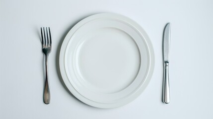 AI generated illustration of a plate with silverware set on a table