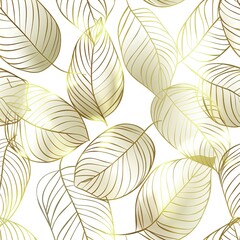 Elegant Gold and White Leaf Pattern