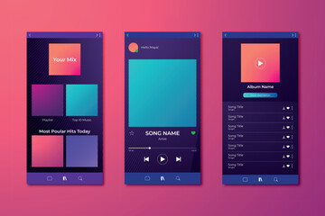 Music player app template interface concept