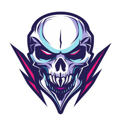 Futuristic skull emblem with neon accents