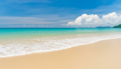 Fototapeta na wymiar beautiful sandy beach and soft blue ocean wave