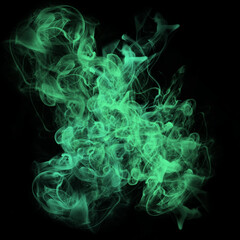 evening fog. Isolated on a Black background, turquoise, green, sea wave colored smoke cloud or thought cloud. special effects, foggy clouds, background graphics, magic birthday clip