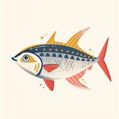 a colorful fish on white background