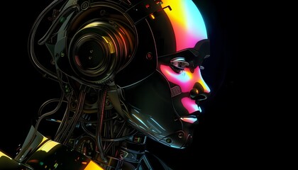 Neon Cyberpunk Robot Portrait