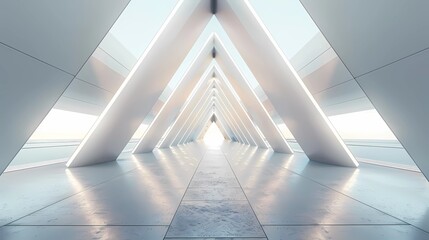 Abstract architecture background, empty open space interior, Generative AI illustrations.