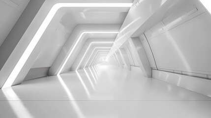 Obraz premium Abstract architecture background, empty white open space interior, Generative AI illustrations.