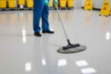 person cleaning the floor