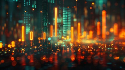 Obraz premium Candle stick graph chart of stock market investment trading in Stock market, Forex market and Gold market. Financial accounting of profit summary graphs analysis.
