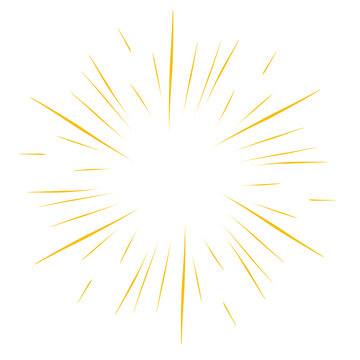 Vintage sunburst yellow lines. Hand frawn vector ilistration