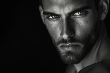 Strong Beautiful brutal man. Adult confident bearded man outdoor portrait. Generate ai