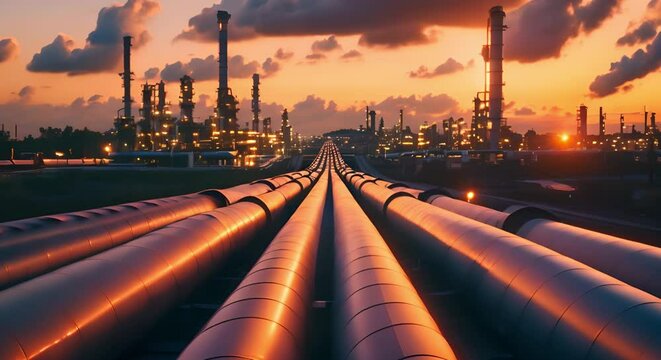 Operating Oil and Gas Pipeline for Refining and Transportation. Concept Oil and Gas Operations, Pipeline Refining, Transmission Logistics, Resource Management