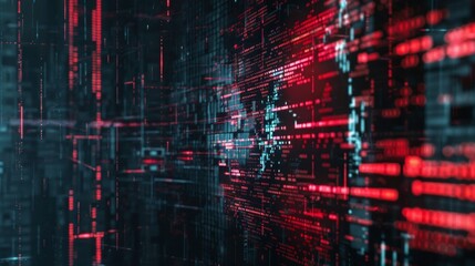 Obraz premium Digital Matrix Glitch Highlighting Cyber Vulnerabilities