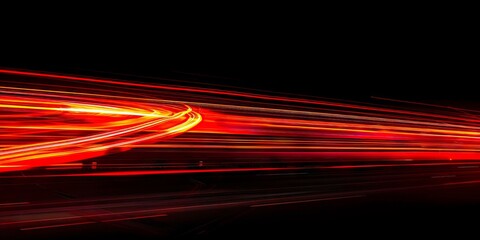 A long exposure photograph of a highway with lights.